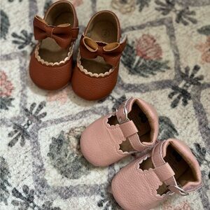 Brown and Pink Kids Shoes Set